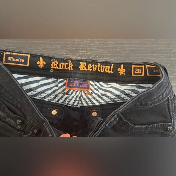 Rock Revival Marisa Black Denim Skinny Jeans Womens Low-Rise Casual Size 26x32 - Picture 7 of 11
